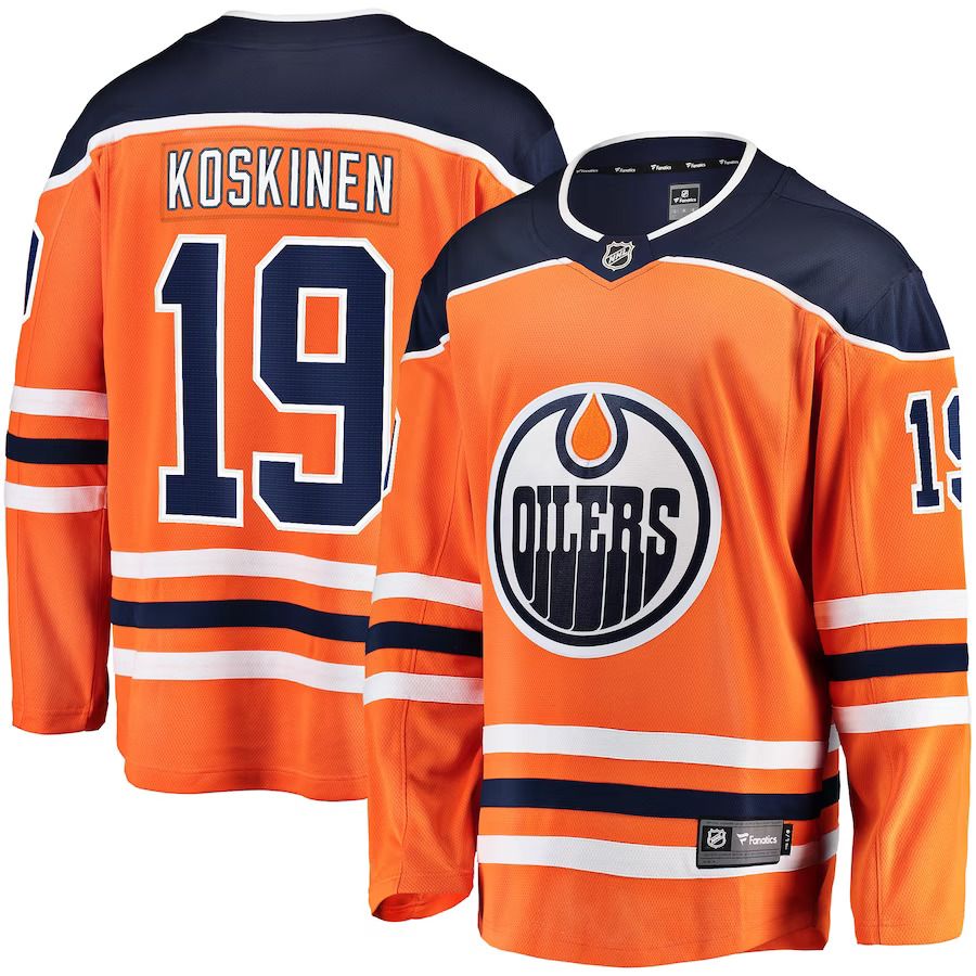 Men Edmonton Oilers #19 Mikko Koskinen Fanatics Branded Orange Breakaway Team Color Player NHL Jersey